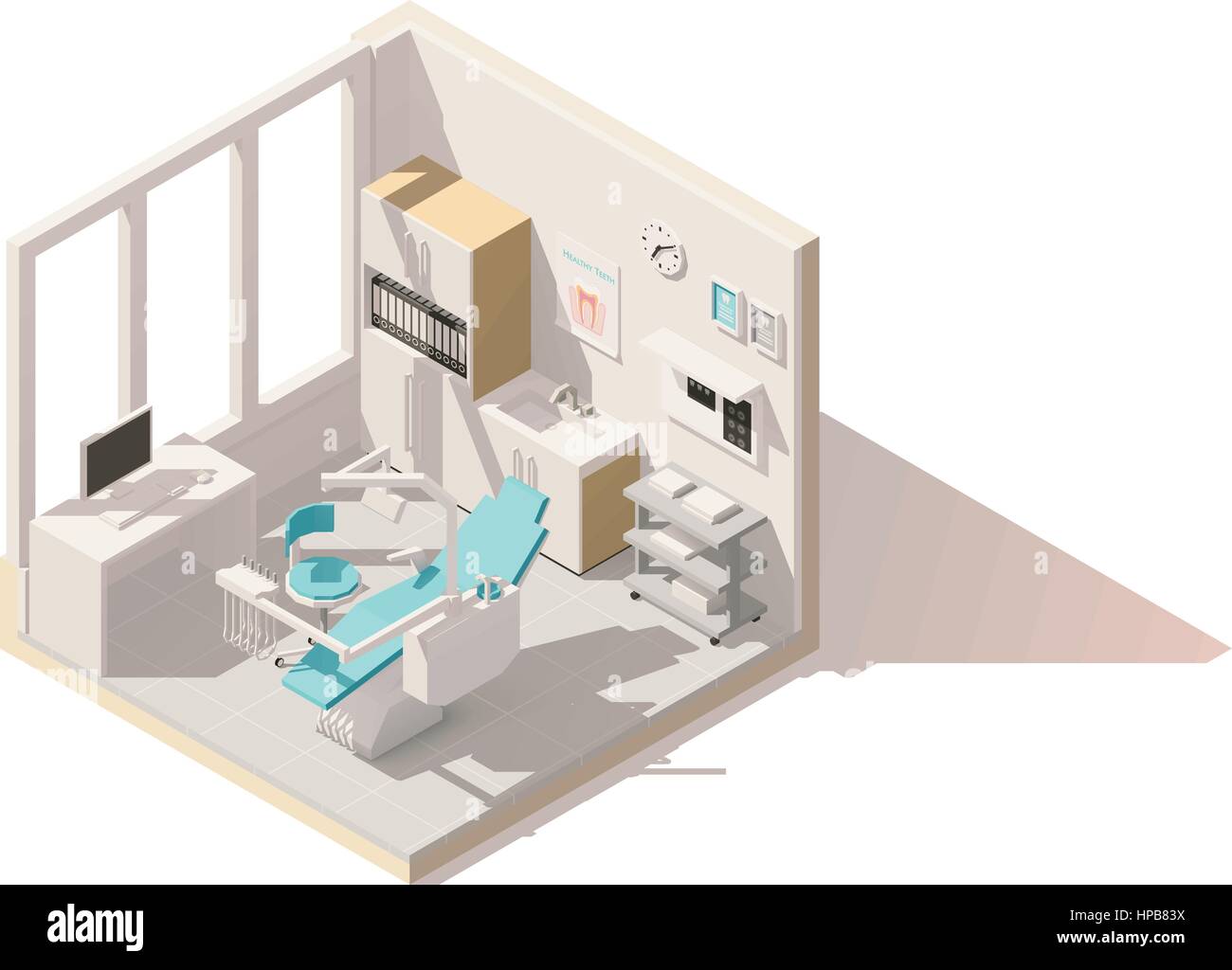 Vector poly faible isométrique dental office Illustration de Vecteur