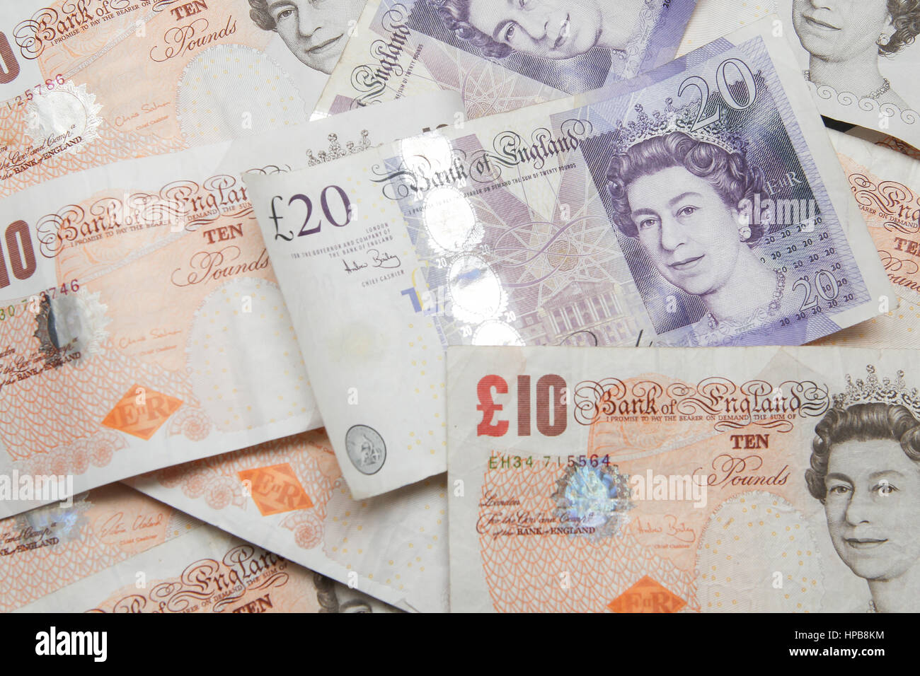 UK £10 et £20 notes Livres Sterling Banque D'Images