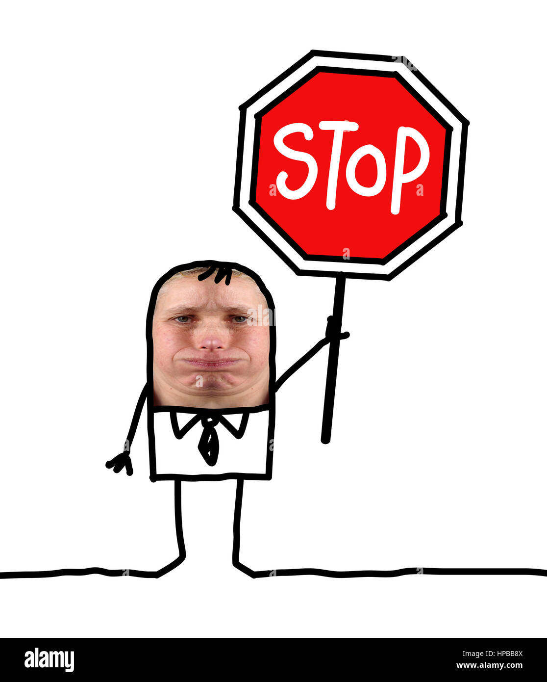 Les gens d'affaires et de dessin animé - panneau d'arrêt Banque D'Images