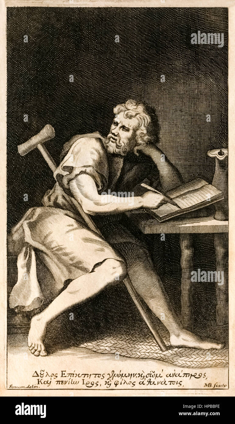 Épictète (50-135), philosophe grec qui travaillent dans les oeuvres de survit à son disciple Arrien, dans l'Enchiridion. Banque D'Images