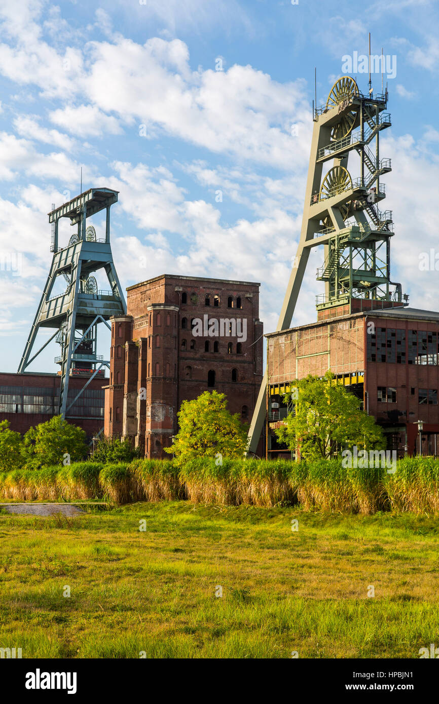 Zeche Ewald à Herten, Allemagne, tours d'enroulement de l'ancienne mine, Banque D'Images