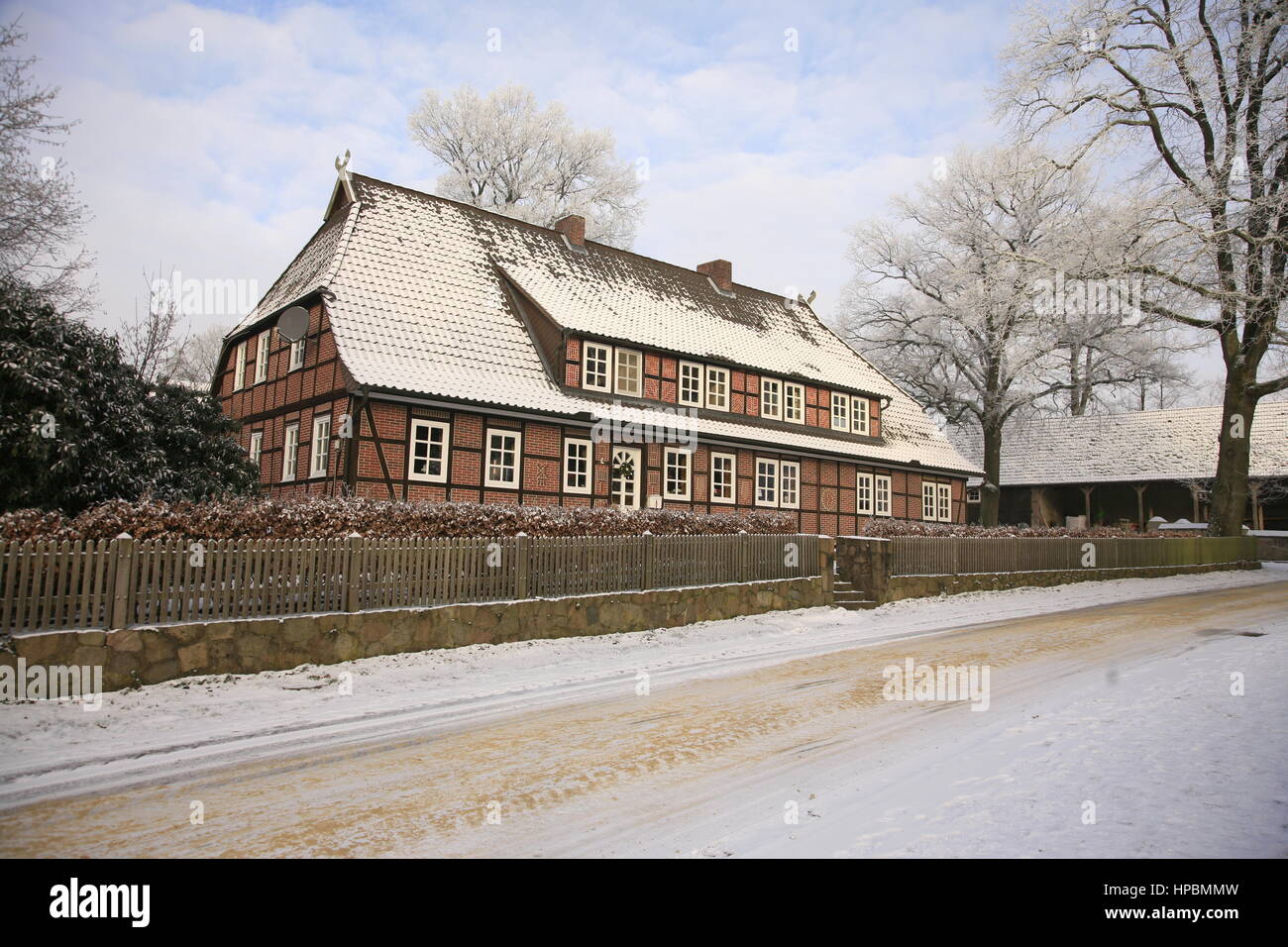 Niederhaverbeck, Lüneburger Heide im Winter, Niedersachsen, Deutschland Banque D'Images