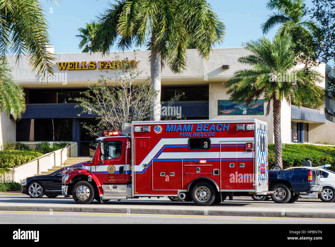 Miami Beach Florida,scène de rue,circulation,sauvetage incendie,camion,véhicule d'urgence,FL161215111 Banque D'Images