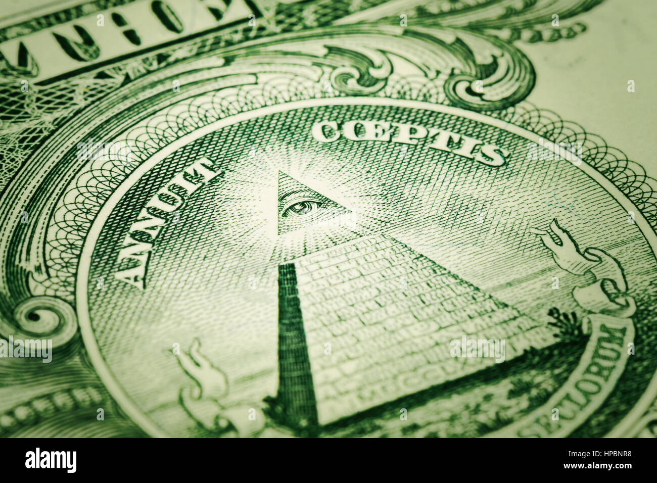 Close up du joint sur le dos d'un one dollar bill. Banque D'Images