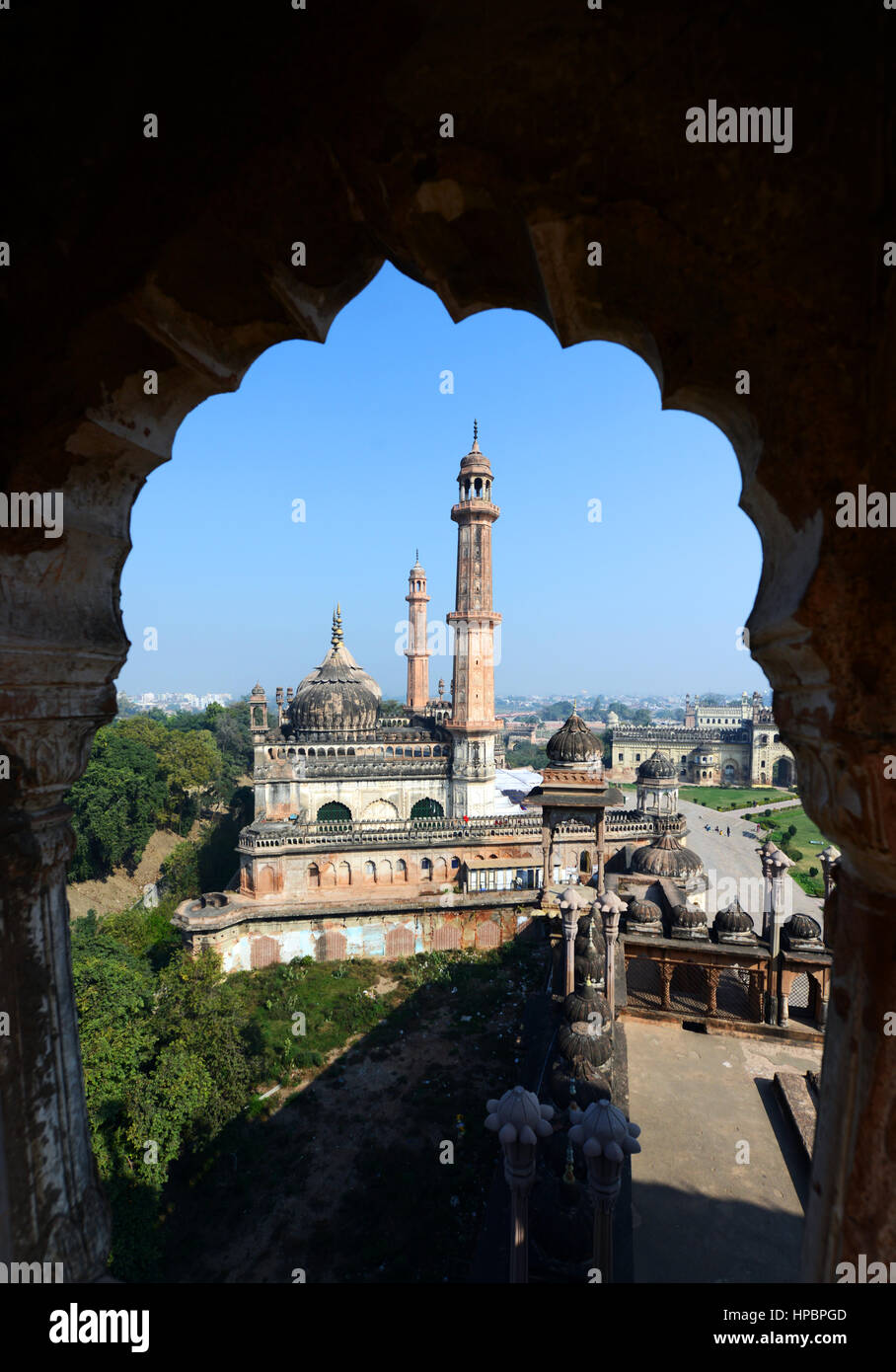 L'intérieur de la mosquée Asfi Bara Imambara complexe dans Lucknow, Uttar Pradesh. Banque D'Images