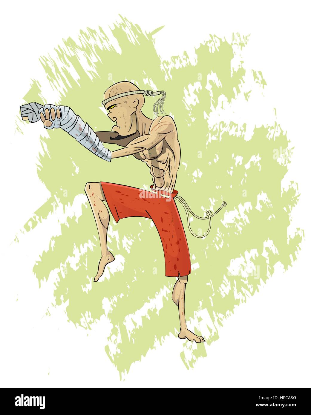 Cool cartoon muay thai fighter layer illustration Illustration de Vecteur
