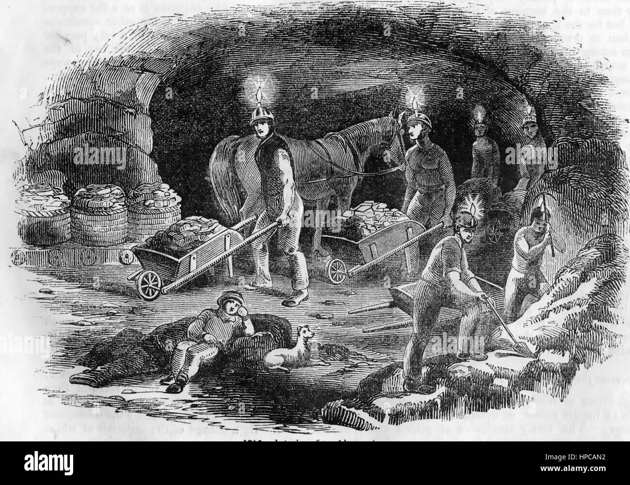 Dans les mines d'ALUN Hurlet, près de Barrhead, Renfrewshire, en Écosse, vers 1840 Banque D'Images