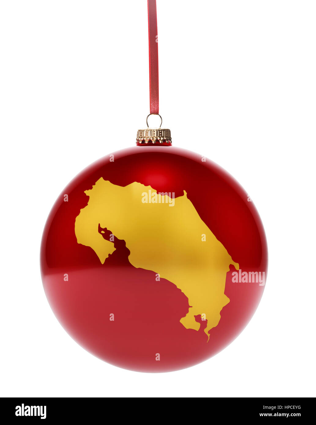 Une tenture rouge brillant avec la forme d'or Babiole du Costa Rica.(série) Banque D'Images