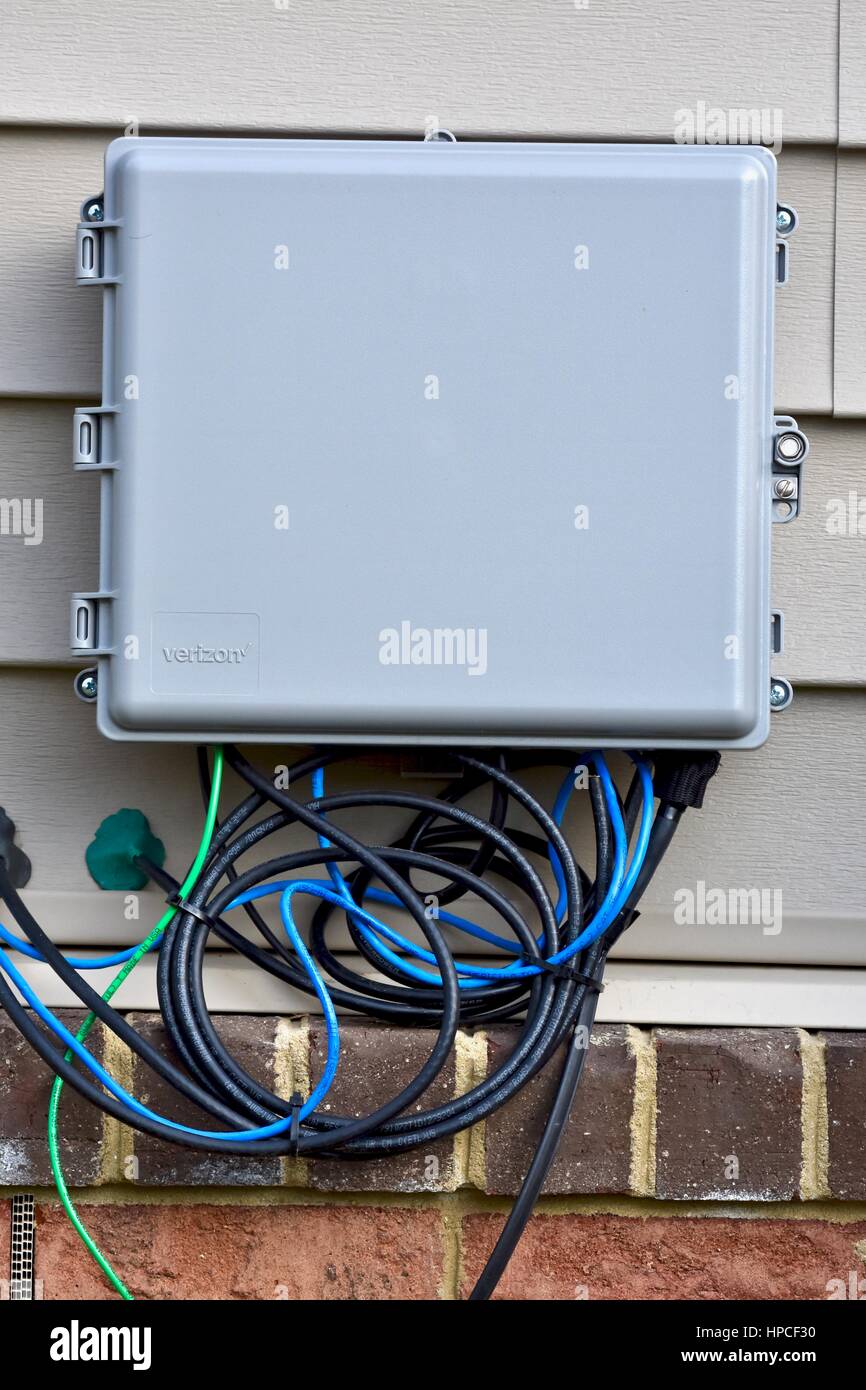 Verizon internet et le fort sur l'extérieur de la maison Banque D'Images