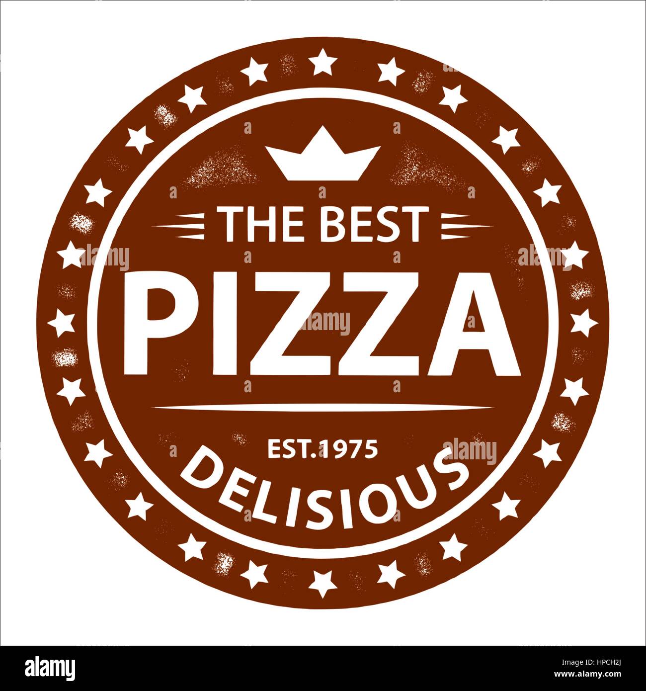 Vintage Vector Logo Pizza, Label Stamp isolé sur fond blanc Illustration de Vecteur