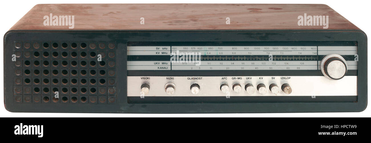 Ancienne Transtitor noir découpe latérale avant de Radio Banque D'Images