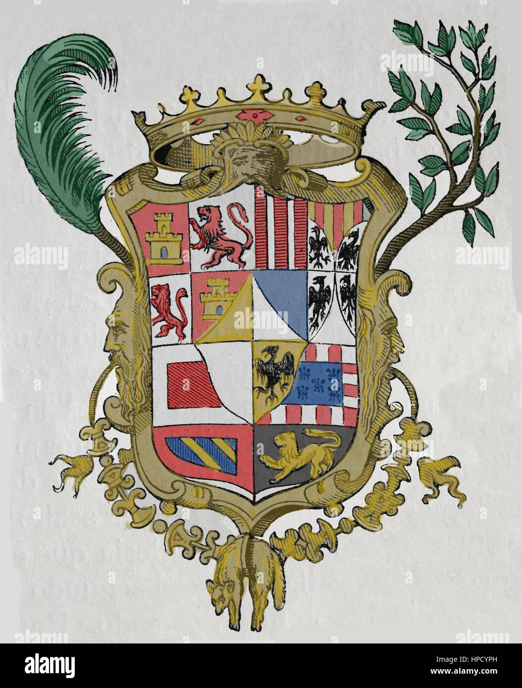 Armoiries de Don Juan d'Autriche (1547-1578). Gravure, 19ème siècle. Banque D'Images