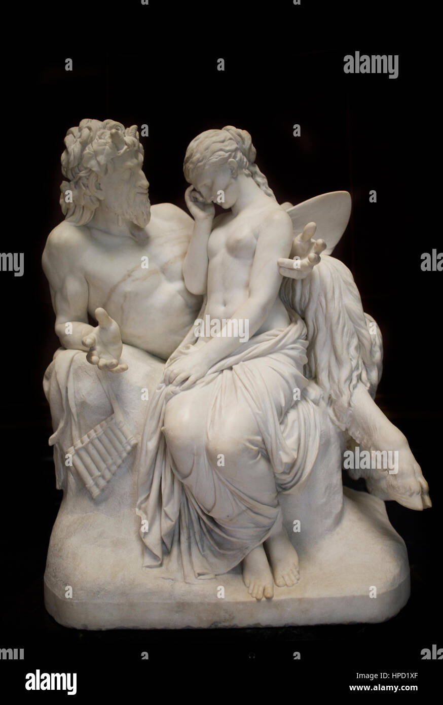 Psyché Pan réconfortant par Reinhold Begas à l'ancienne galerie nationale à Berlin Banque D'Images