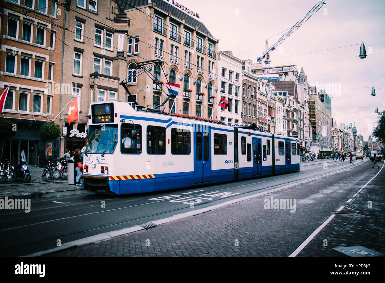 Tramway d’Amsterdam Banque D'Images