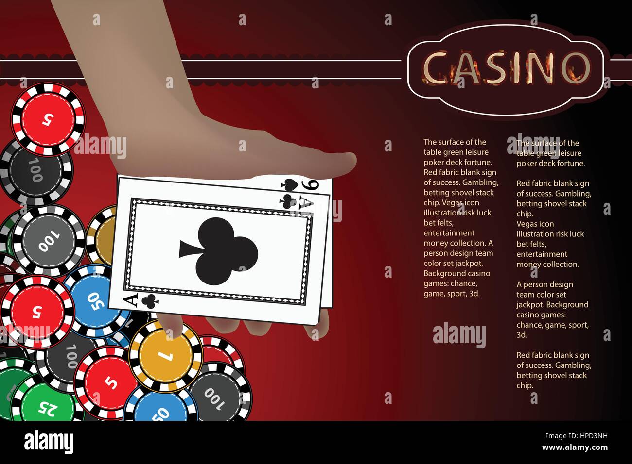 Jeu de casino. espace pour texte. gains jetons. illustration d'utiliser pour l'impression, site web, smart phone, papier peint, décoration, décorations, etc. Illustration de Vecteur