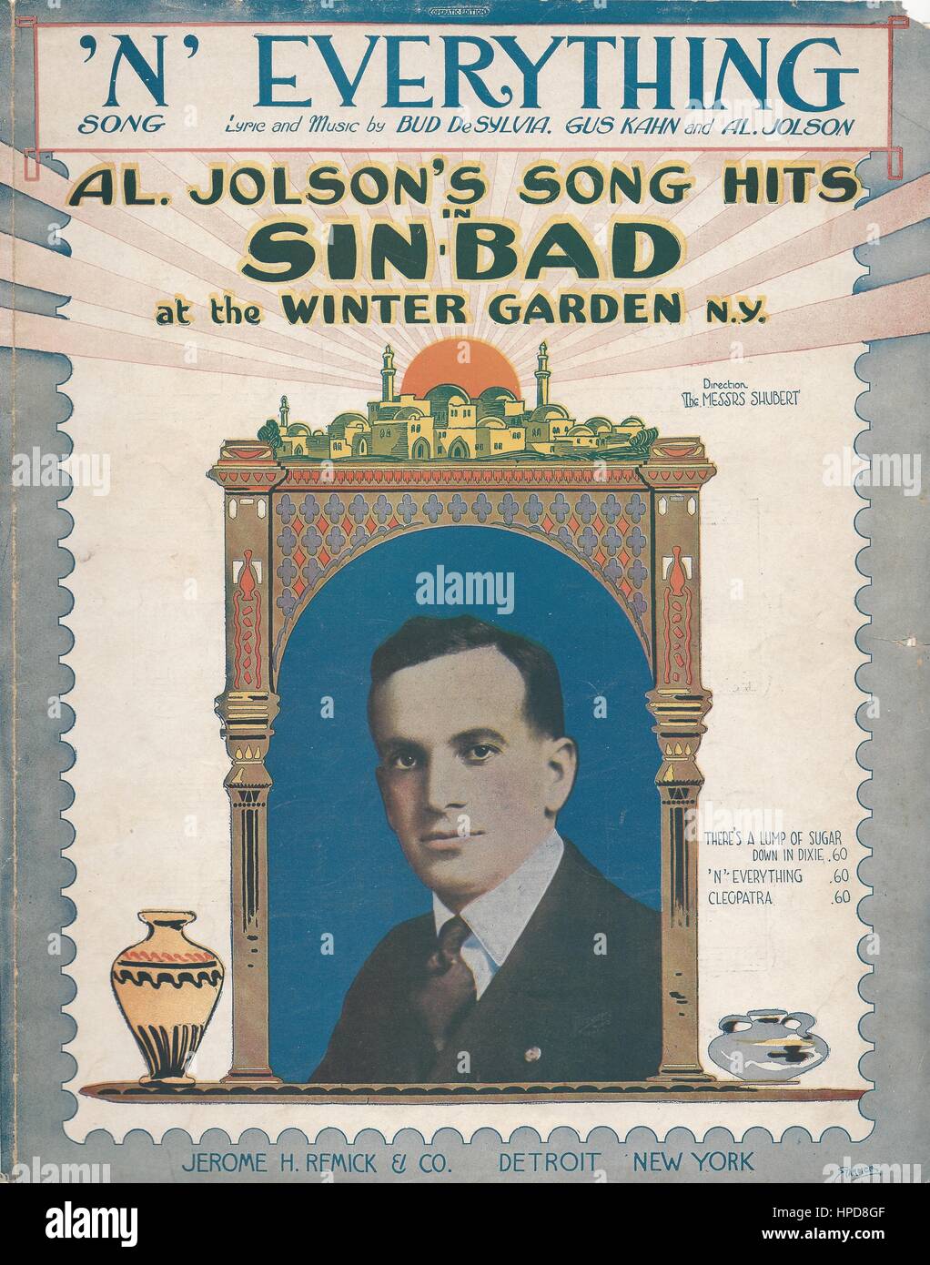 "Sinbad" Al Jolson 1918 Partitions Musicales couvrir Banque D'Images