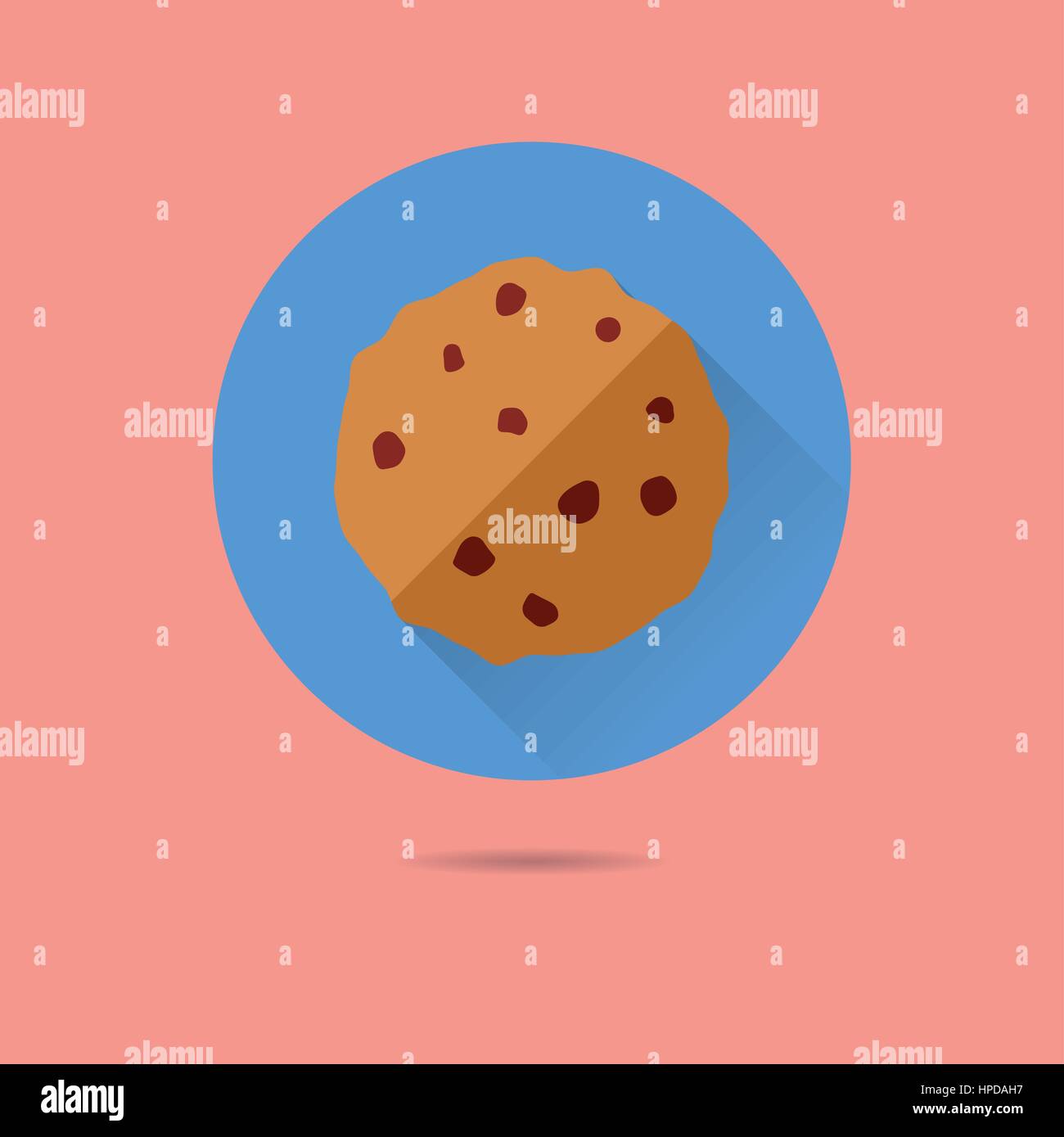Chocolate cookie plate ombre portée de l'icône vecteur Illustration de Vecteur