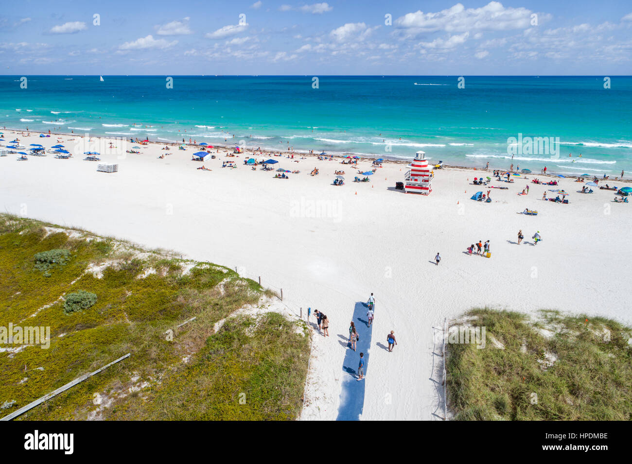 Miami Beach Florida,Océan Atlantique,rivage,rivage,eau,phare station de maître nageur,aérien depuis la vue ci-dessus,FL170220014 Banque D'Images