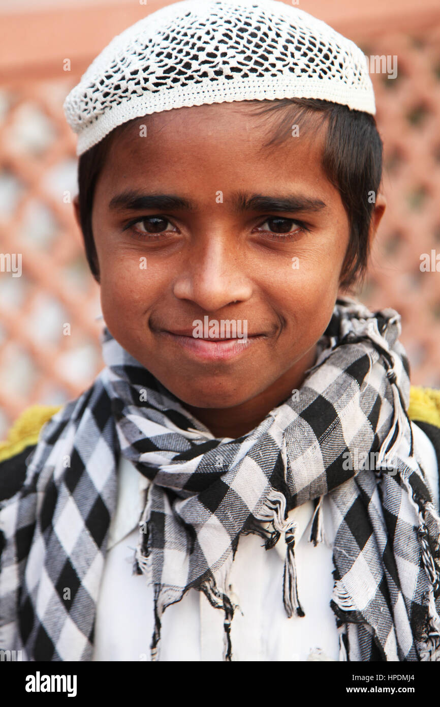 Adorable garçon musulman, Old Delhi, Inde Eid Mubarik, Moubarak, Ramadan, Ramzan, Eid ul Fitar, arabe, Dubaï, Émirats arabes Unis Asie, (photo Copyright © par Saji Maramon) Banque D'Images
