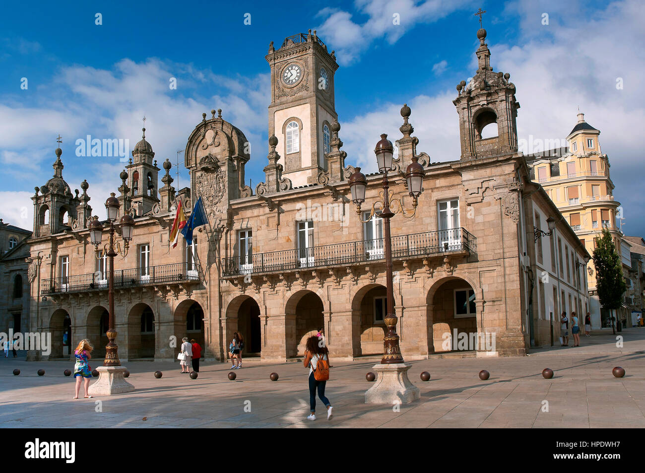 La place principale et du Conseil de ville, région de Lugo, Galice, Espagne, Europe Banque D'Images