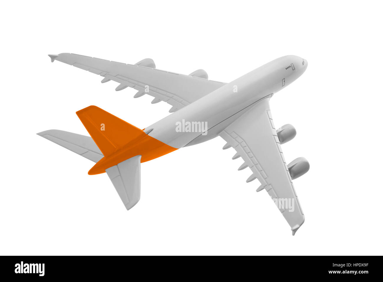 Avion de couleur orange, isolé sur fond blanc. Banque D'Images