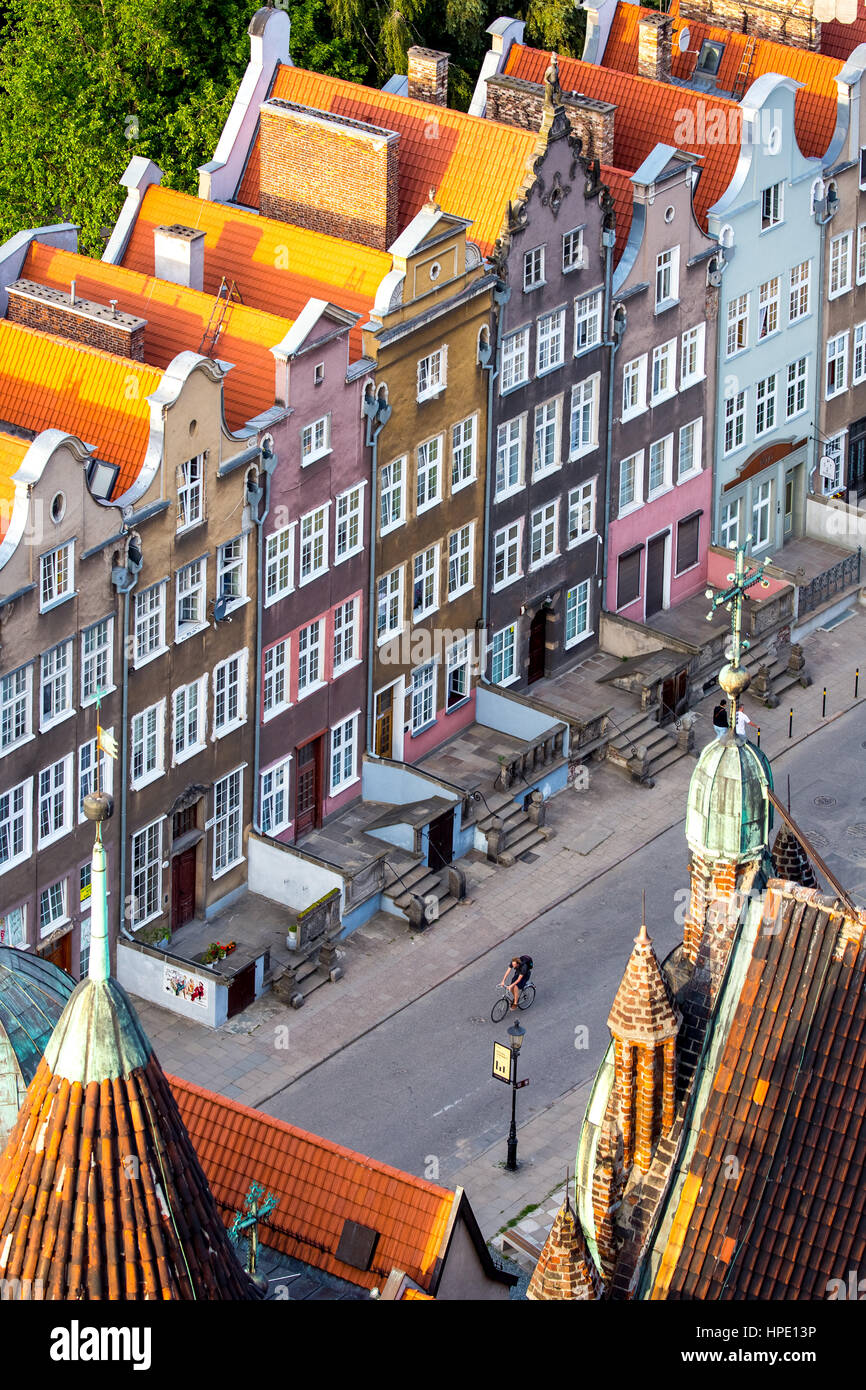 Gdańsk, vue de l'église de la Vierge Marie, les pignons des marchands, juridique ville, Vieille Ville de Gdansk, Gdansk, en Voïvodie Pomorskie,,, Banque D'Images