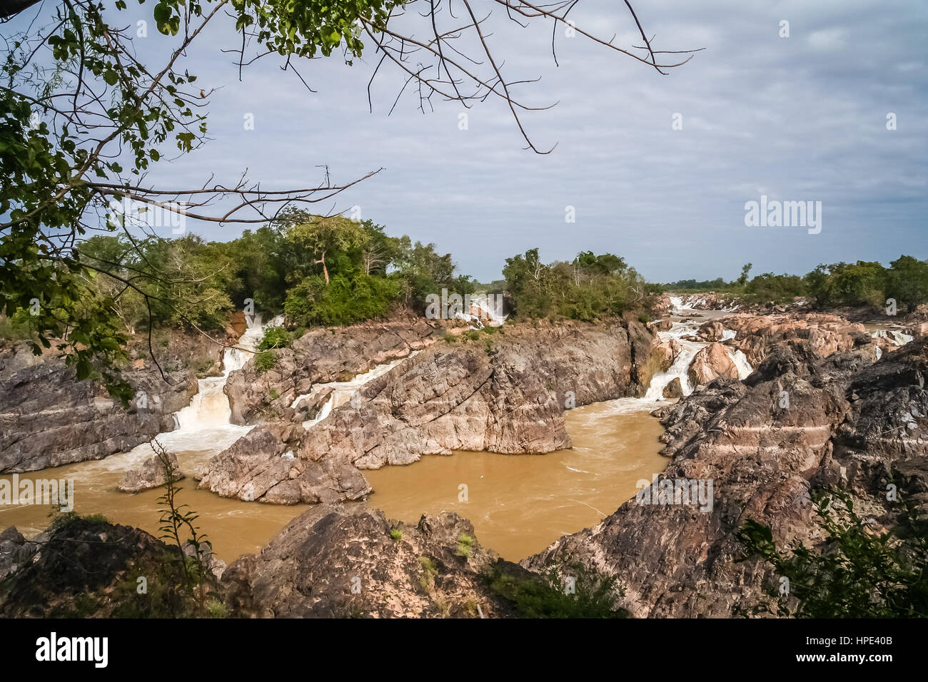 Puissant Don Khon Khon Phapheng ) (chute d'eau sur le Mékong, Don Det, Laos Banque D'Images