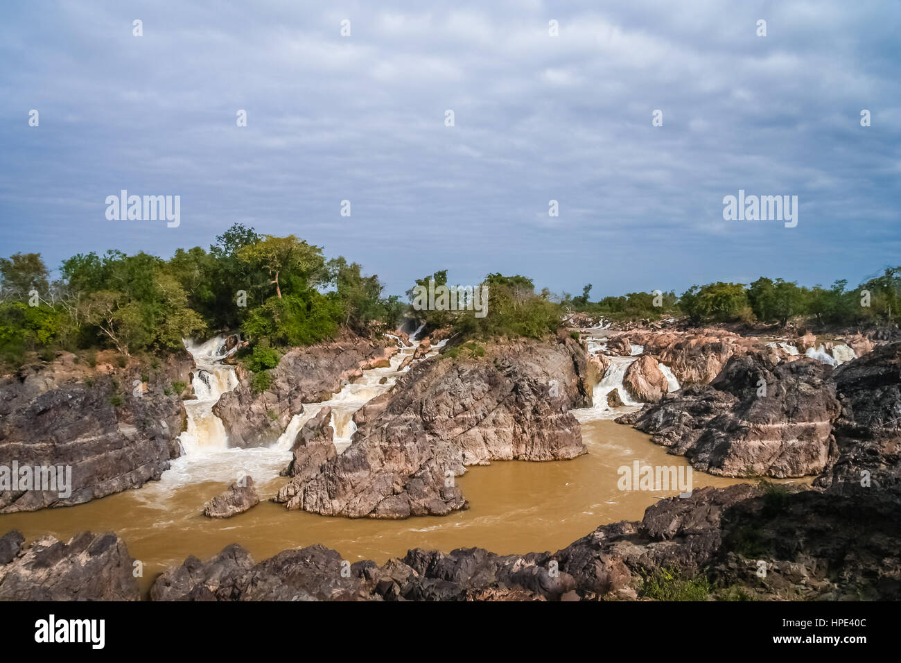 Puissant Don Khon Khon Phapheng ) (chute d'eau sur le Mékong, Don Det, Laos Banque D'Images