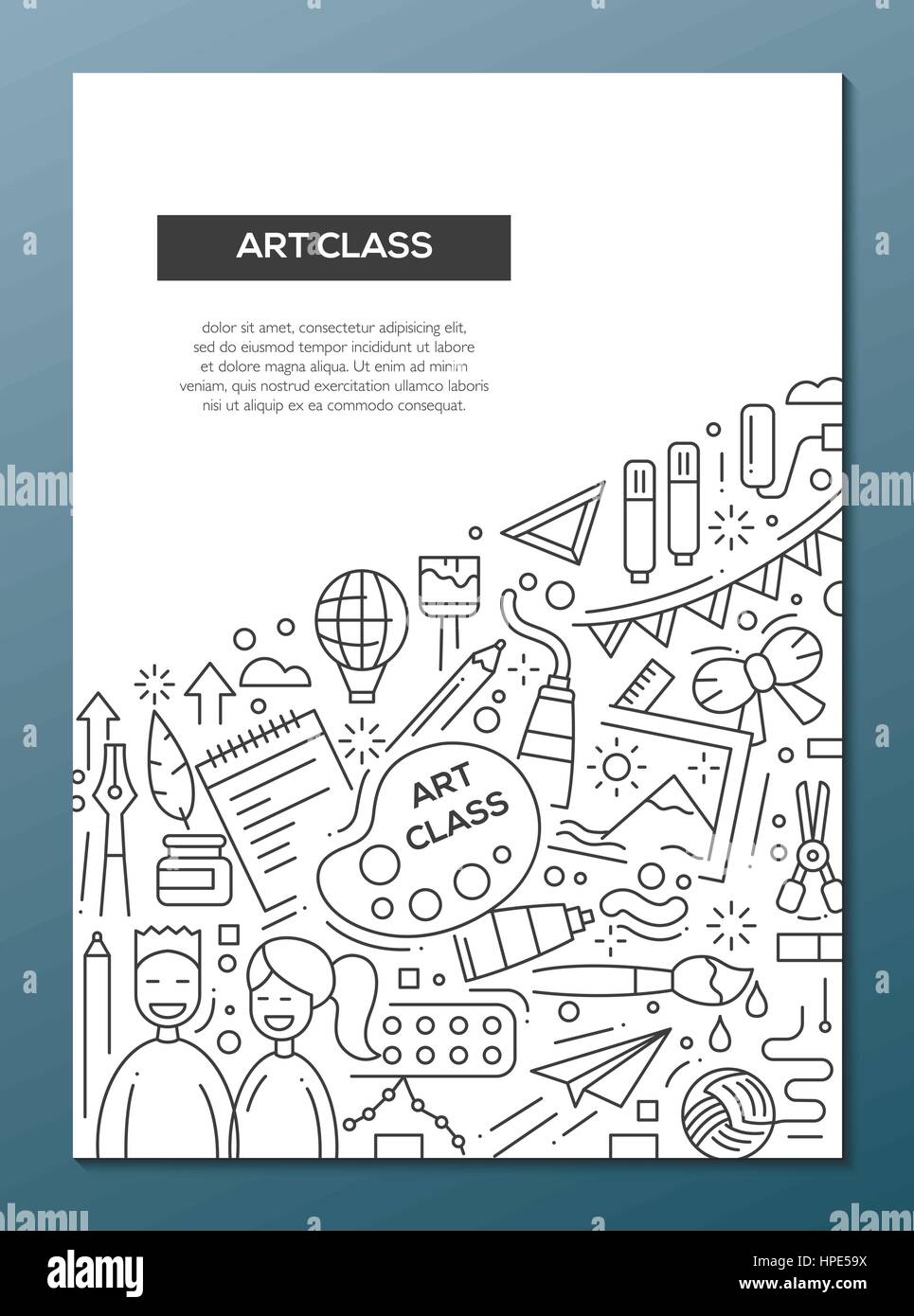 La classe d'art - brochure design ligne modèle d'affiche A4 Illustration de Vecteur