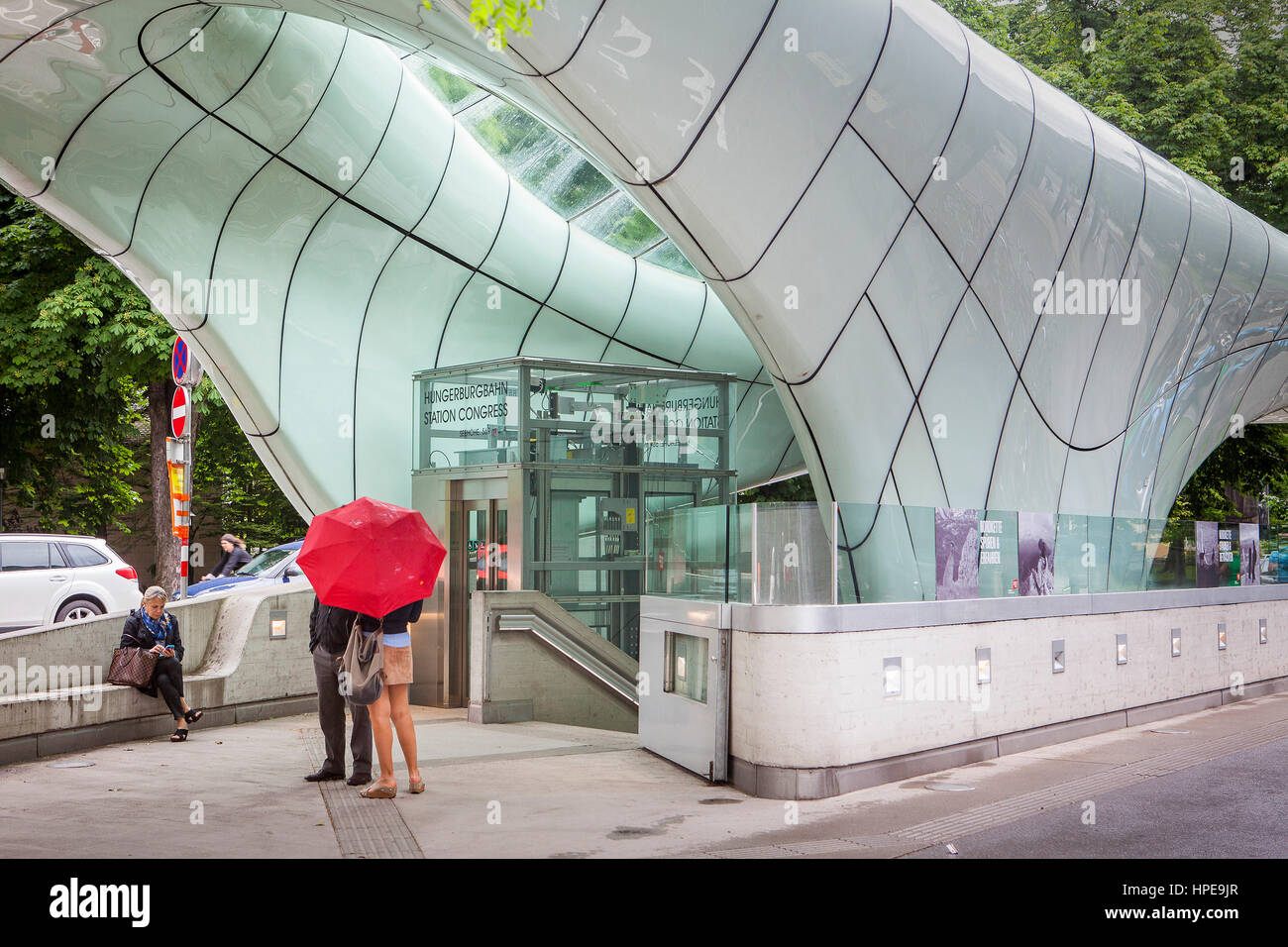 La station de funiculaire Hungerburgbahn, architecte Zaha Hadid, Innsbruck, Tyrol, Autriche Banque D'Images