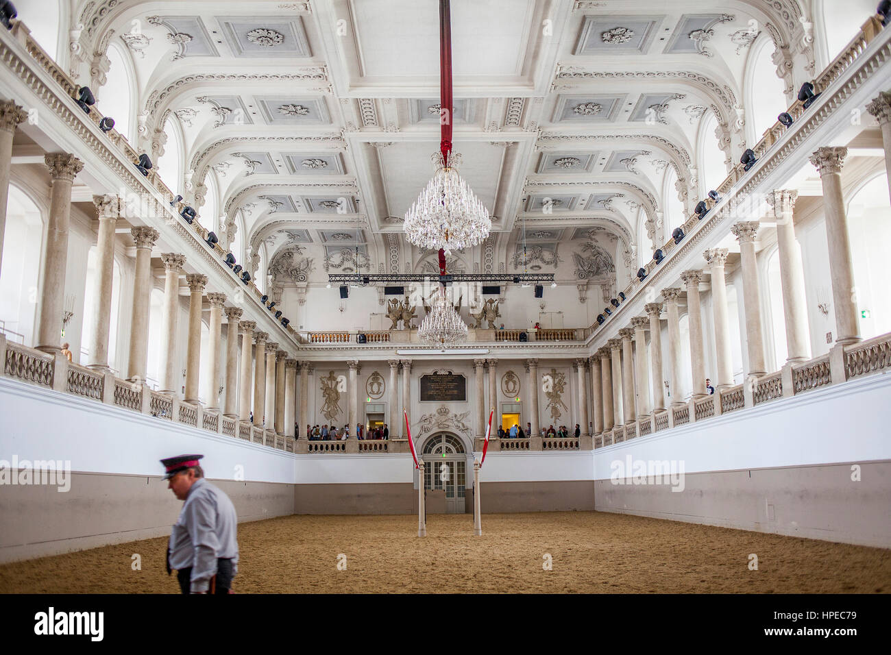 École d'équitation espagnole, dans la Hofburg, Vienne, Autriche Banque D'Images