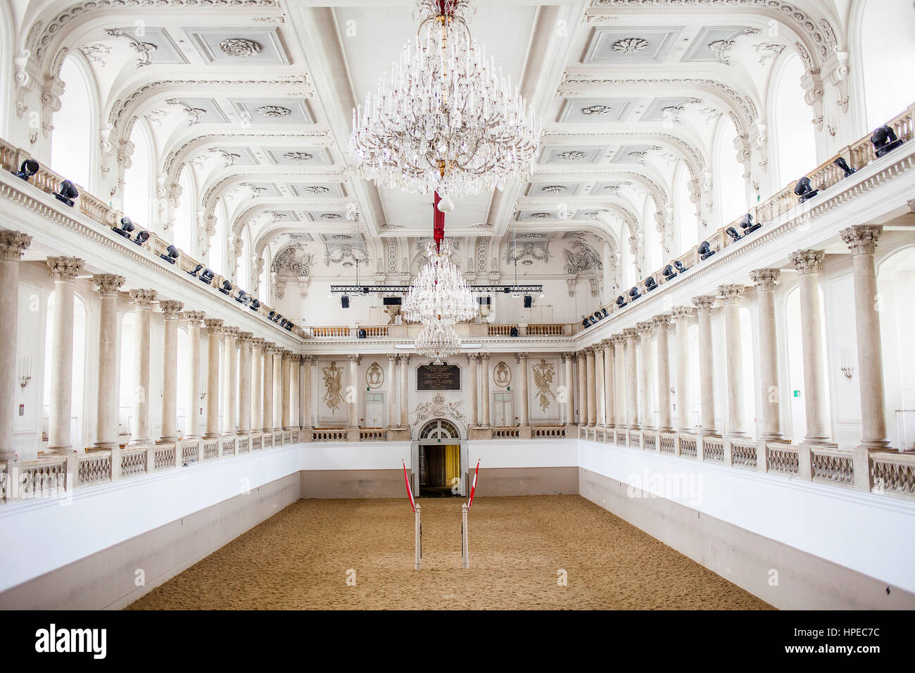 École d'équitation espagnole, dans la Hofburg, Vienne, Autriche Banque D'Images