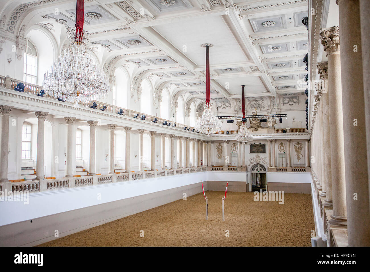 École d'équitation espagnole, dans la Hofburg, Vienne, Autriche Banque D'Images