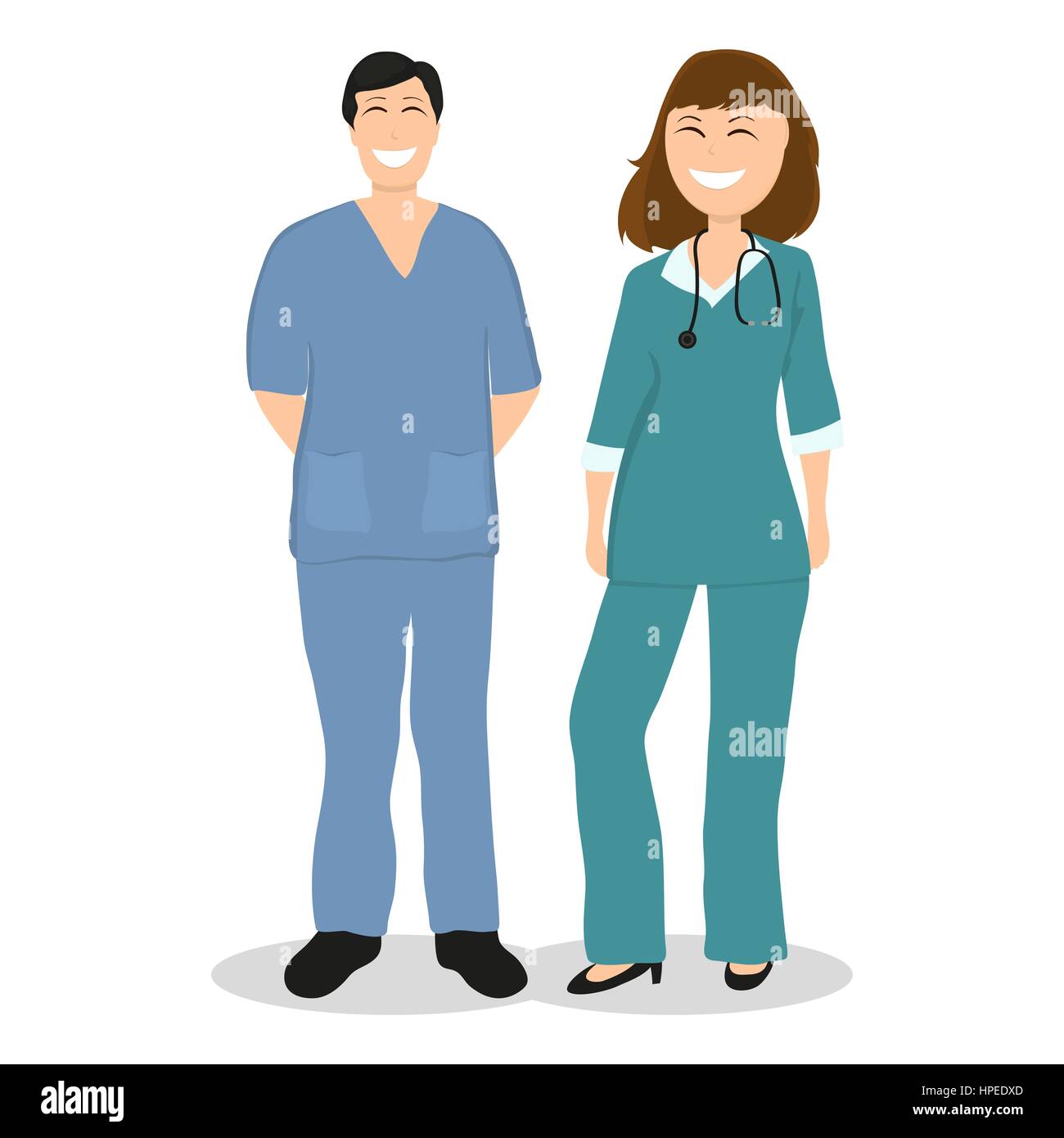 Deux médecin à l'hôpital, modèle plat Illustration de Vecteur