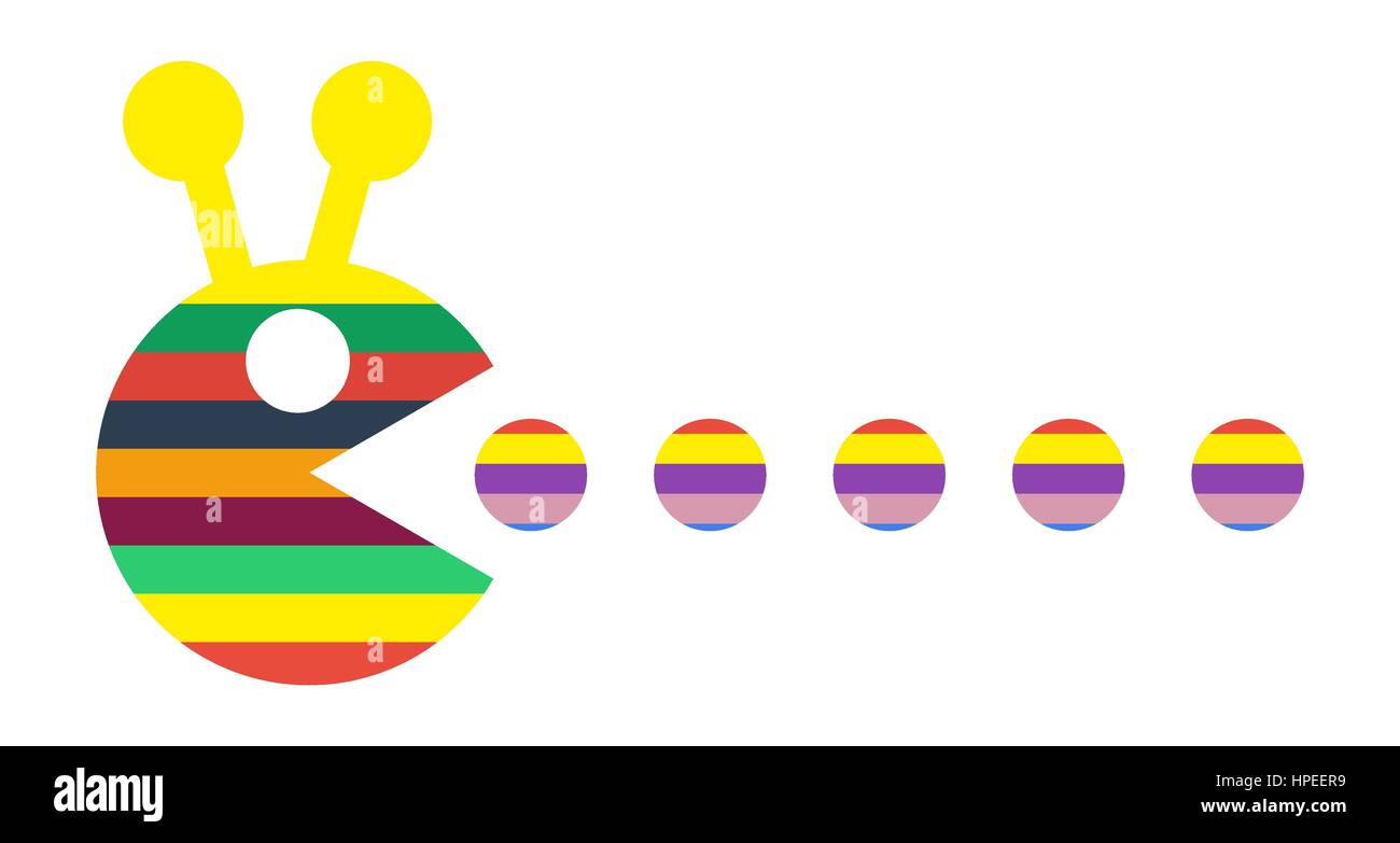 Ordinateur personnage mange un point Illustration de Vecteur