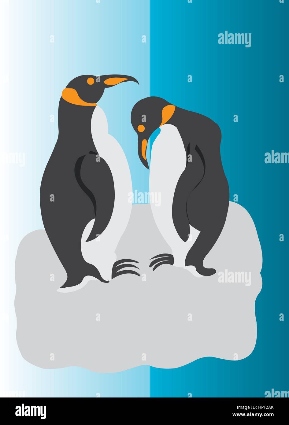 Pingouins debout sur un iceberg flottant Illustration de Vecteur