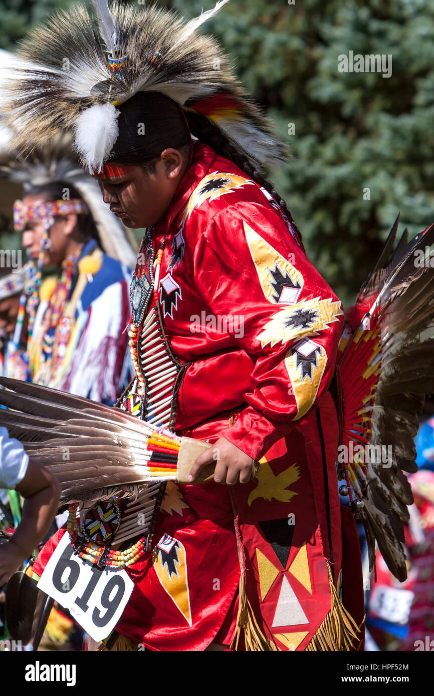 Danseurs indiens, Totah Pow Wow Festival, Chicago, Illinois USA Banque D'Images