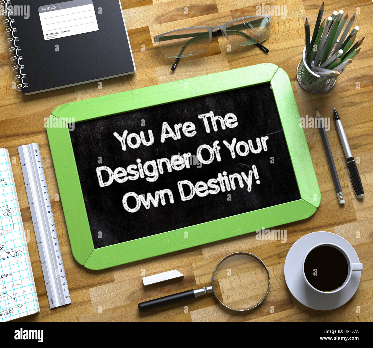Vous êtes le créateur de votre propre destin - Texte sur petit tableau.Vous êtes le créateur de votre propre destin Concept sur Petit tableau. Le Rendu 3D Banque D'Images
