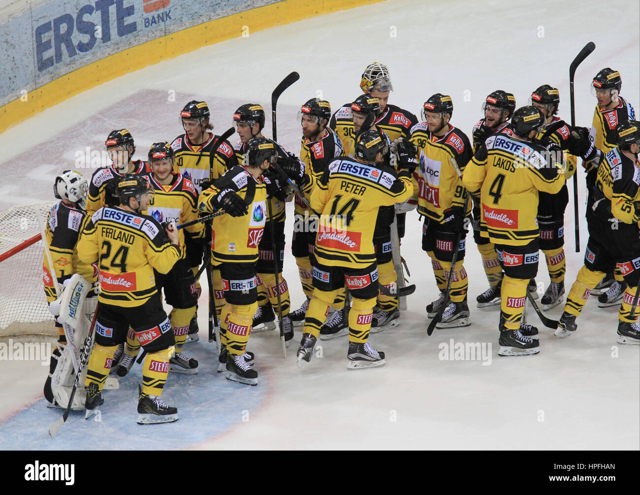 21.02.2017 Eishockey, Albert-Schultz-Halle, Wien, Vienne UPC EBEL capitales - HC TWK Innsbruck capitales Jubel Photo : Cronos/Diener Banque D'Images