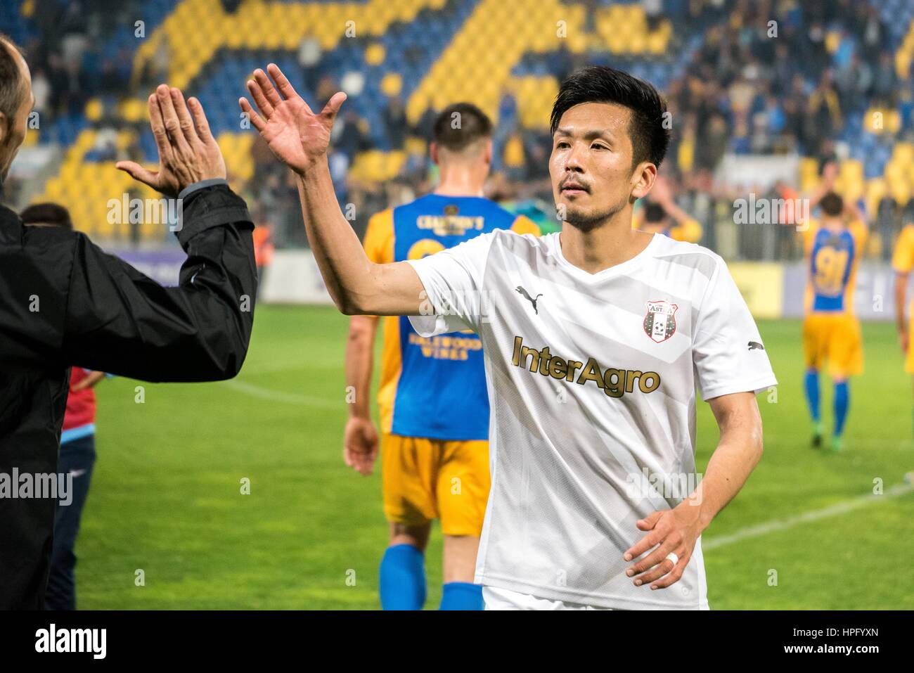 30 avril 2015 : Takayuki Seto # 8 d'AFC Astra Giurgiu à la fin de la Liga I Roumanie match de soccer entre d'ROU et AFC Astra Giurgiu ROU à 'Ilie Oana' Stadium, Ploiesti, Ploiesti, Roumanie ROU. Foto : Catalin Soare Banque D'Images