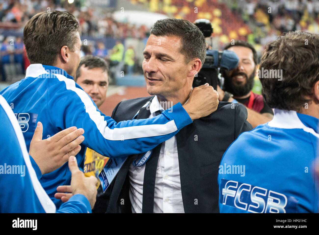 31 mai 2015 : l'entraîneur de Costantin Galca FCSB à la fin de la Cupa Romaniei Timisoreana finales (2014-2015 Roumanie Tasse Timisoreana finales) match entre FC Universitatea Cluj ROU et FC Steaua Bucarest ROU au niveau national Arena, Bucarest, Roumanie ROU. Foto : Catalin Soare Banque D'Images