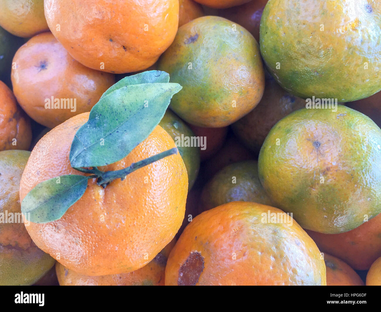 Lime mandarine qui vendent sur le marché de rue à Katmandou, Népal Banque D'Images