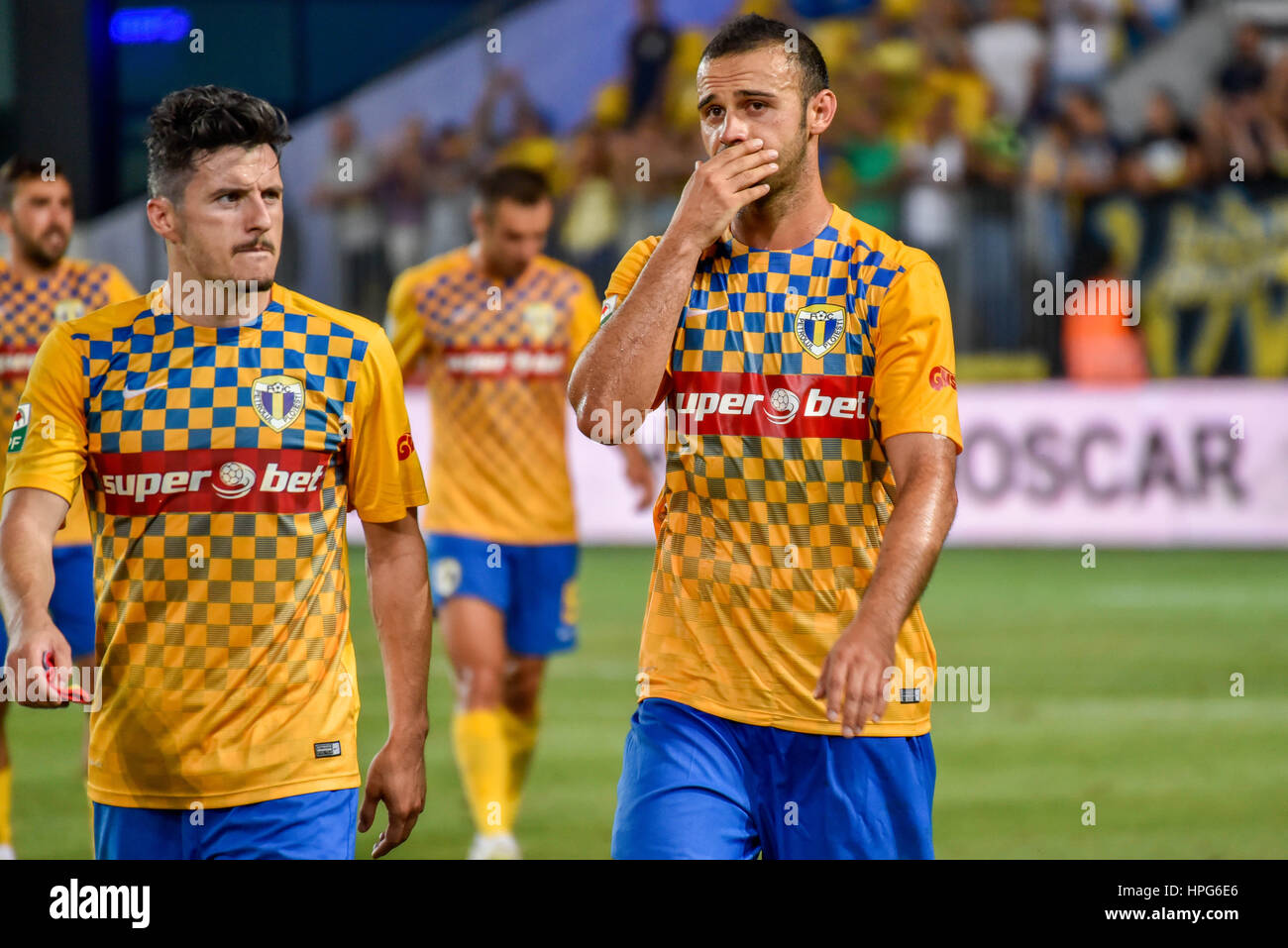 8 août 2015 : Laurentiu Marinescu # 10 de d à la fin de la Liga I jeu entre d'ROU et Pandurii Targu Jiu ROU à Ilie Oana Stadium, Roumanie ROU. Photo : Cronos/Catalin Soare Banque D'Images