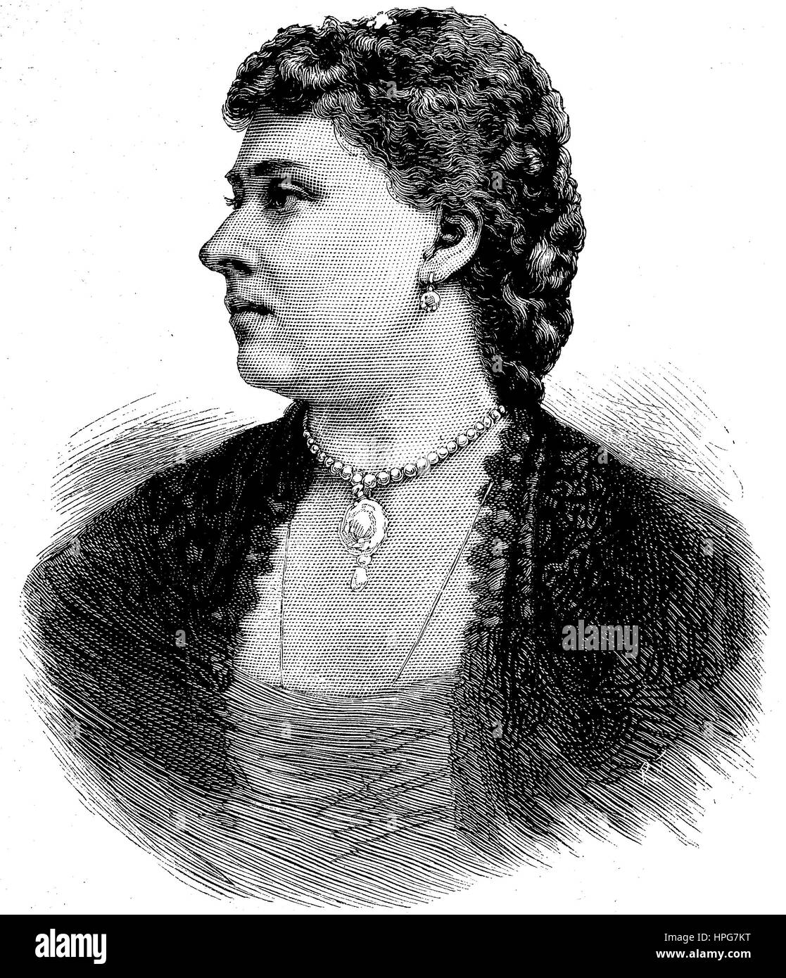 Princesse Béatrice du Royaume-Uni, Beatrice Marie Victoria Feodore Princesse plus tard, Henry de Battenberg, 1857 - 1944, l'amélioration numérique reproduction d'une gravure sur bois à partir de l'année 1885 Banque D'Images