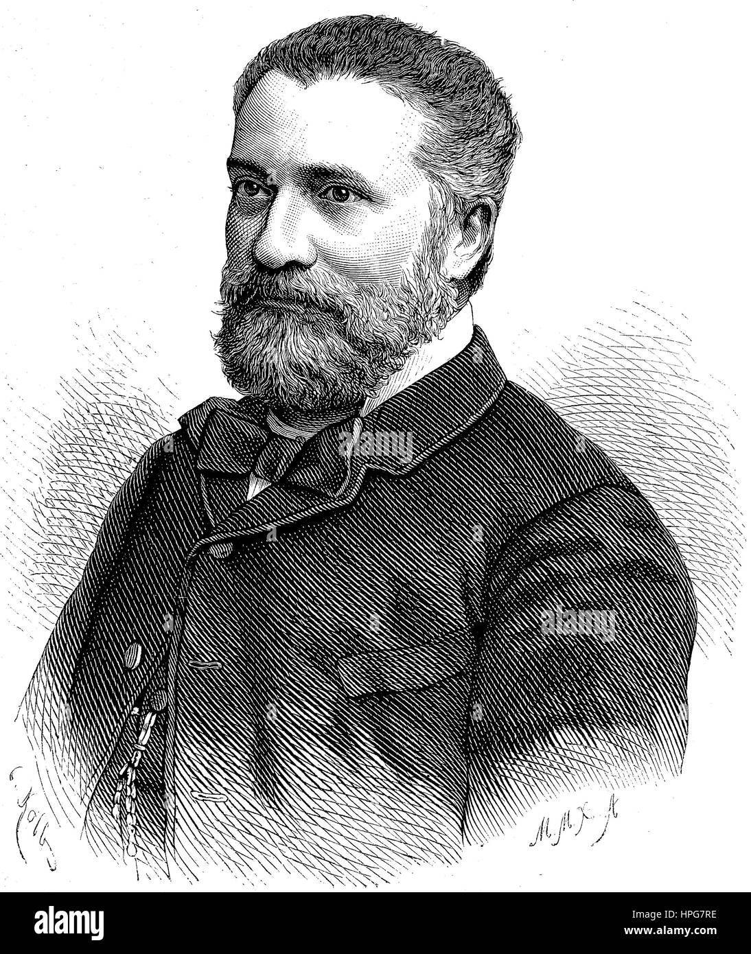 Giovanni Nicotera, 1828 - 1894, était un homme politique et patriote italien, l'amélioration numérique reproduction d'une gravure sur bois à partir de l'année 1885 Banque D'Images