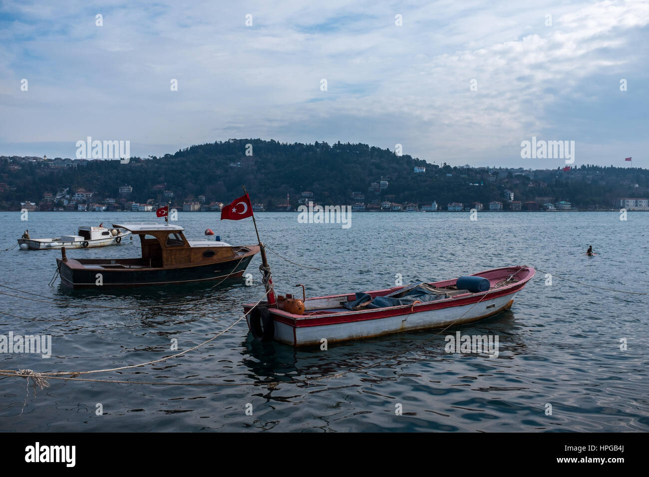 Bateaux de pêcheurs à Büyükada Istanbul Banque D'Images