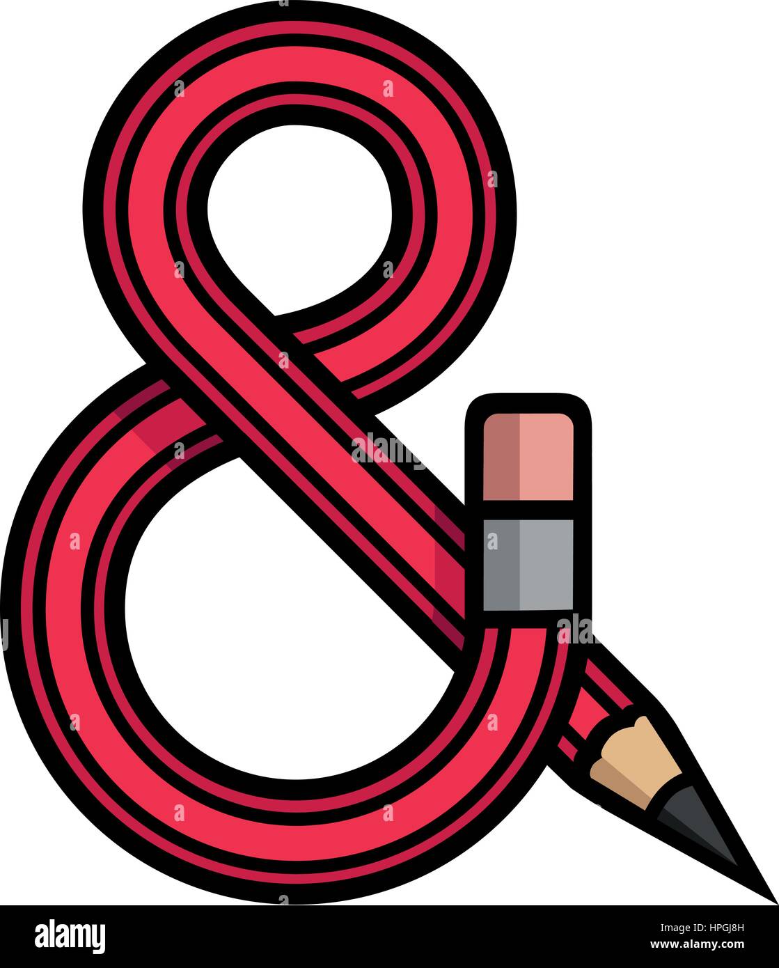 Crayon esperluette. Logo Vector. Illustration de Vecteur