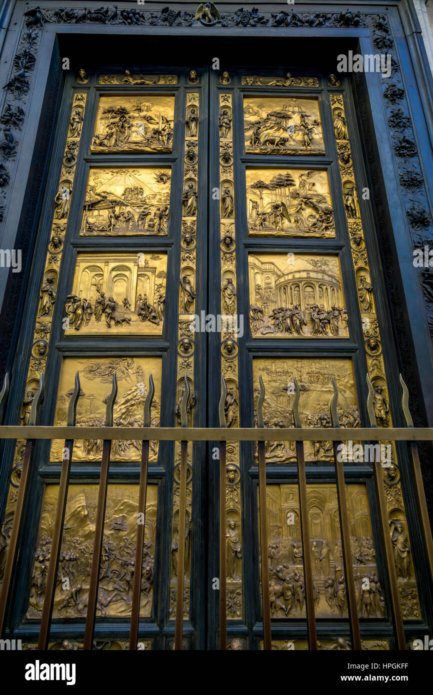 Portes du Paradis (portes de l'Est), Baptistère de San Giovanni, Florence Banque D'Images