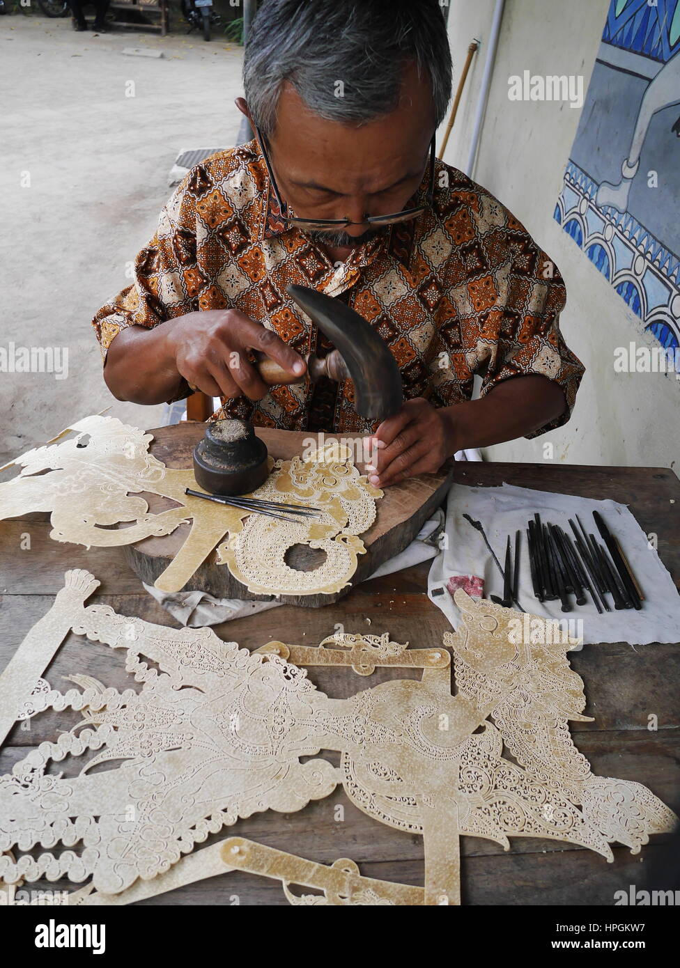 L'Indonésie, de Jogjakarta. Marionnettes en cuir. Banque D'Images