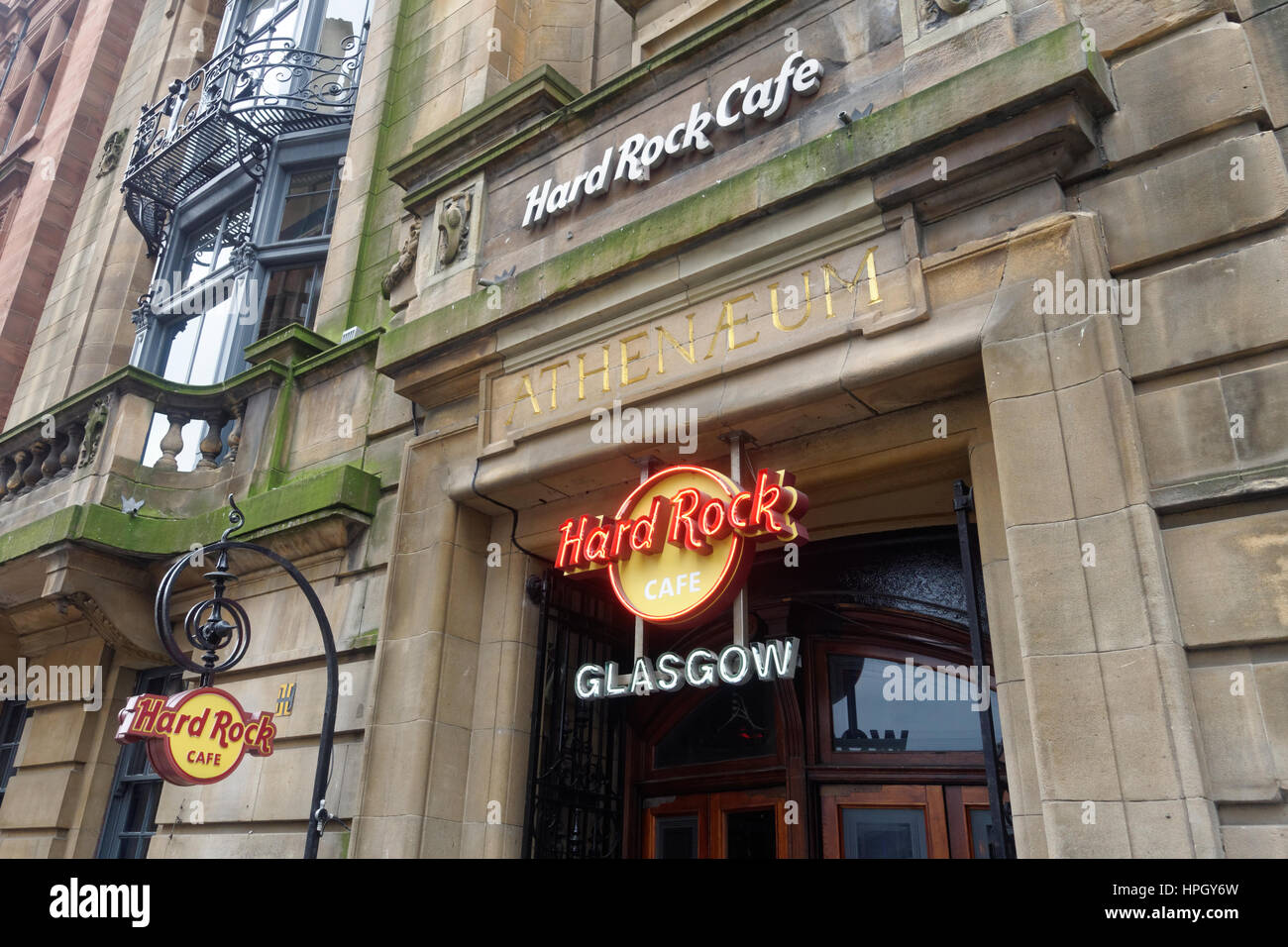 Hard Rock Cafe neon sign building Glasgow Banque D'Images